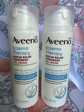 2 Bottles - Aveeno Eczema Therapy Rescue Relief Treatment Gel Cream